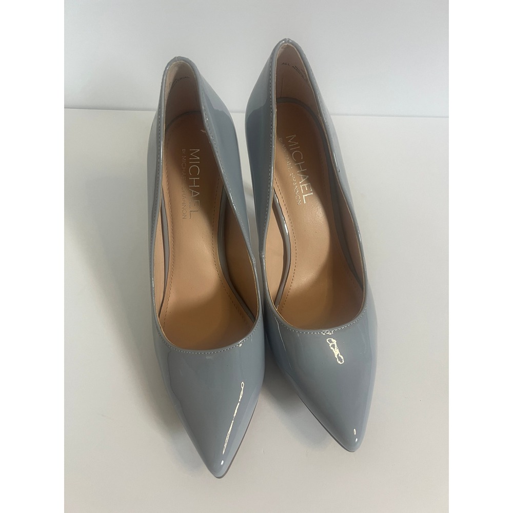 Michael by Michael Shannon Ryleigh Grey Patent Pointed Toe Stiletto Pumps 8